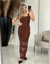 VESTIDO BARRA FUROS LORRANY - Marrom