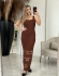 VESTIDO BARRA FUROS LORRANY - Marrom