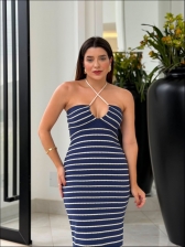 VESTIDO LISTRADO CAPRI - AZUL