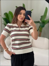 TSHIRT LISTRAS ARY - OFF WHITE/ VERMELHO/ VERDE