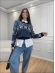 BLUSA JACARD ELZA - AZUL MARINHO