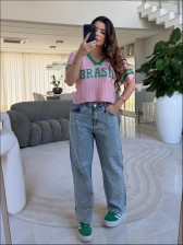 CROPPED NEW BRASIL - ROSA BEBE
