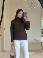 BLUSA GOLA ALTA LUMA - MARROM