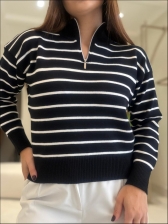 BLUSA LISTRADA KEITY - PRETO COM BRANCO