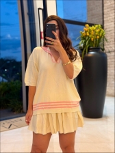 TSHIRT BERENICE - OFF WHITE/ ROSA BEBE