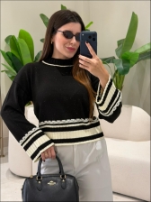 BLUSA BICOLOR MIRIANE - PRETO