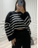 MAXI TRICOT LISTRAS CHLOE - Preto com off white