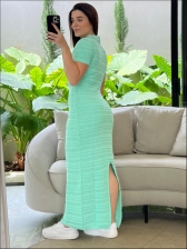VESTIDO POLO RENDADO - VERDE AGUA