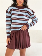 BLUSA PAMELA LISTRADA - BERINJELA/AZUL BEBE/ OFF WHITE