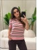 TSHIRT LISTRAS ARY - ROSA BEBE/MARROM