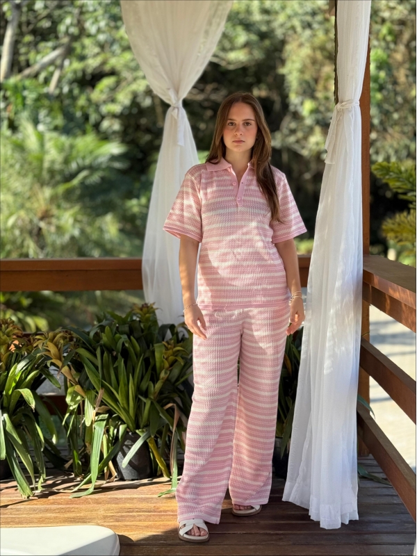 CONJUNTO CALÇA LISTRADO ALICIA - ROSA BEBE