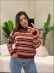 BLUSA PAMELA LISTRADA - Vermelho cherry com off white