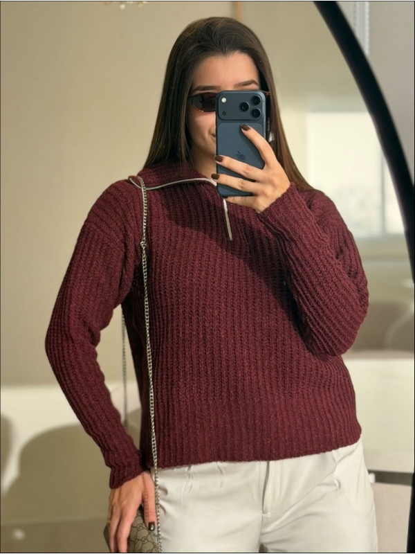BLUSA ZIPER MOUSSE - VERMELHO CHERRY