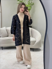 CARDIGAN RENDADO ADELAIDE - Azul Marinho