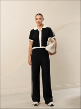 CONJUNTO LISTRAS LORENA - PRETO/OFF WHITE