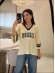 BLUSA AMPLA BRASIL LISA - Off white com azul marinho