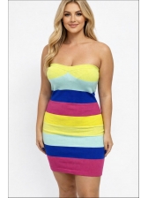 VESTIDO VIRGÍNIA LISTRADO COLORIDO - Verde Lima/Pink/Azul Bic