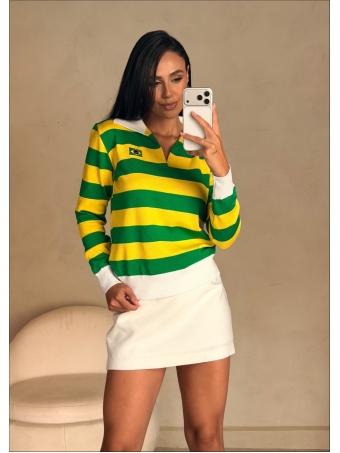 BLUSA MANGA LONGA POLO  LISTRADA 3 CORES BRASIL