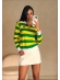 BLUSA MANGA LONGA POLO  LISTRADA 3 CORES BRASIL - VERDE/AMARELO/BRANCO