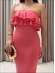 VESTIDO TOMARA QUE CAIA BABADO - CORAL