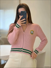 JAQUETA ZIPER BRASÃO BRASIL - ROSA BEBE