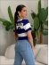 CROPPED LISTRADO BRASIL - Azul com branco