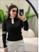 BLUSA BICOLOR DECOTE COM ZIPER - PRETO