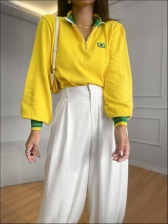 BLUSA MANGA BALÃO BANDEIRA - AMARELO