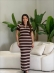 VESTIDO POLO LISTRADO - MARROM/ BEGE