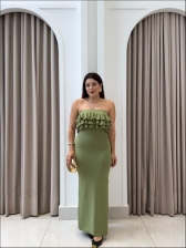 VESTIDO TOMARA QUE CAIA BABADO - VERDE MENTA