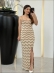 VESTIDO ZIGZAG LUREX - Areia com bege