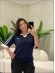 TSHIRT RENDADA BRASIL - AZUL MARINHO/BRANCO