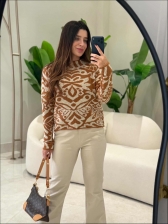 BLUSA JACARD MOUSSE - MOSTARDA