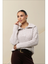 BLUSA ZIPER MOUSSE - BRANCO MESCLA