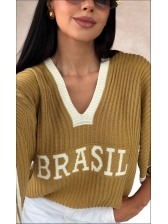 BLUSA AMPLA BRASIL LISA - MOSTARDA