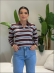 BLUSA MANGA LONGA LISTRADA ARY - BERINJELA/AZUL BEBE/ OFF WHITE