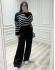 MAXI TRICOT LISTRAS CHLOE - Preto com off white