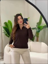 BLUSA ARY MANGA LONGA LISA - MARROM