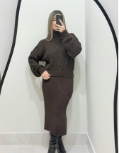 CROPPED RELEVO MAQUINA 3 GOLA ALTA - Marrom