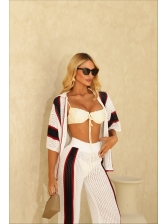 CONJUNTO SAIDA LISTRAS - BRANCO/ AZUL MARINHO