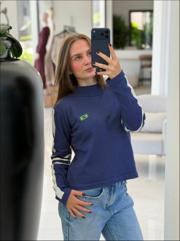 BLUSA FRIDDA BANDEIRA - AZUL JEANS