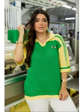 TSHIRT RENDADA BRASIL - VERDE COM  MANGA AMARELO