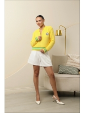 JAQUETA ZIPER BRASÃO BRASIL - AMARELO