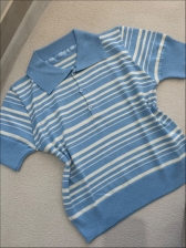 TSHIRT POLO LISTRAS - Azul bebê com off