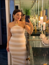 VESTIDO LISTRADO ANNE - AREIA