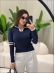 BLUSA BICOLOR DECOTE COM ZIPER - AZUL MARINHO
