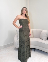 VESTIDO BABADOS GRÉCIA - Verde militar