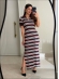 VESTIDO POLO LISTRADO - BERINJELA/AZUL BEBE/ OFF WHITE