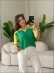 TSHIRT RENDADA BRASIL - VERDE COM  MANGA AMARELO