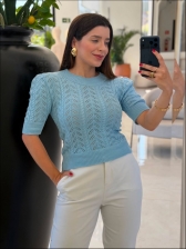 TSHIRT RENDADA  ISÍS - AZUL BEBE